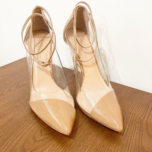 RAYE Nude Pointed Wrap Lace up 5 " Heel Stilettos 10 Quite Luxury Neutrals - Picture 2 of 12